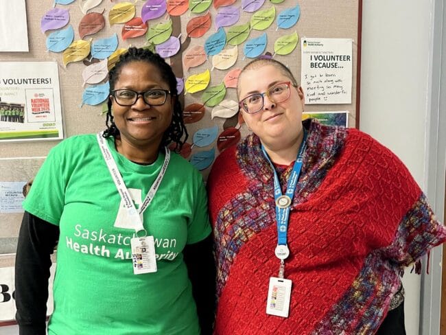 Afolake and Melanie Sadler, St. Paul’s Hospital Volunteer Coordinator.